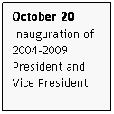 Text Box: October 20
Inauguration of 2004-2009 President and Vice President
